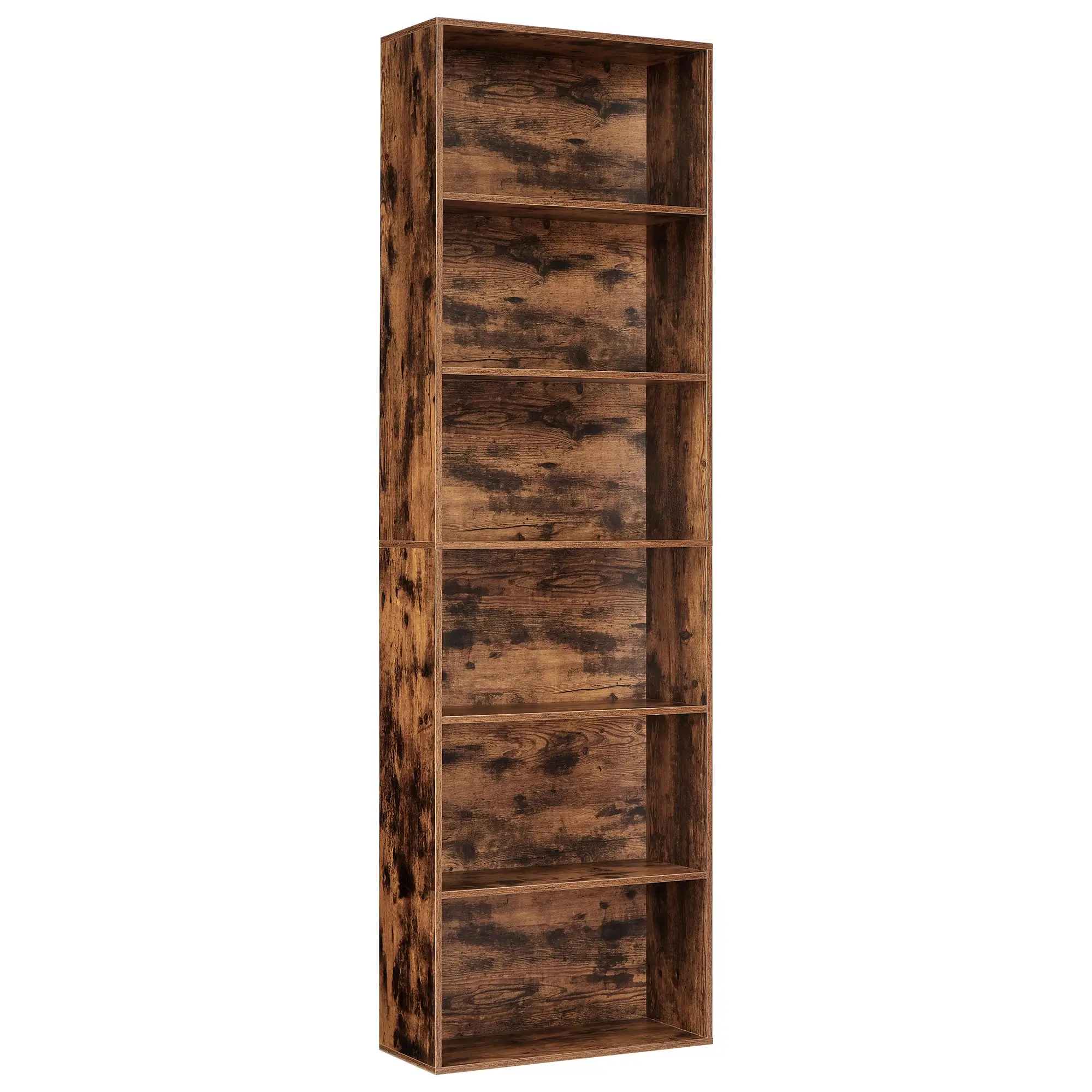 

6-Shelf Tall Bookcase, 71.4''H Wood Bookshelf with Industrial Rustic Style for Home Office, Sturdy 6-Tier Storage Organizer