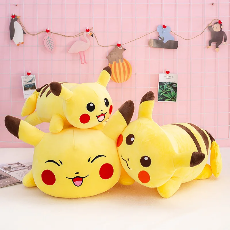 Pokemon Large size Plush Toys Pikachu Anime Plush Animal Pillow Pikachu Crouching Soft Stuffed Doll Boy and Girl Holiday Gifts
