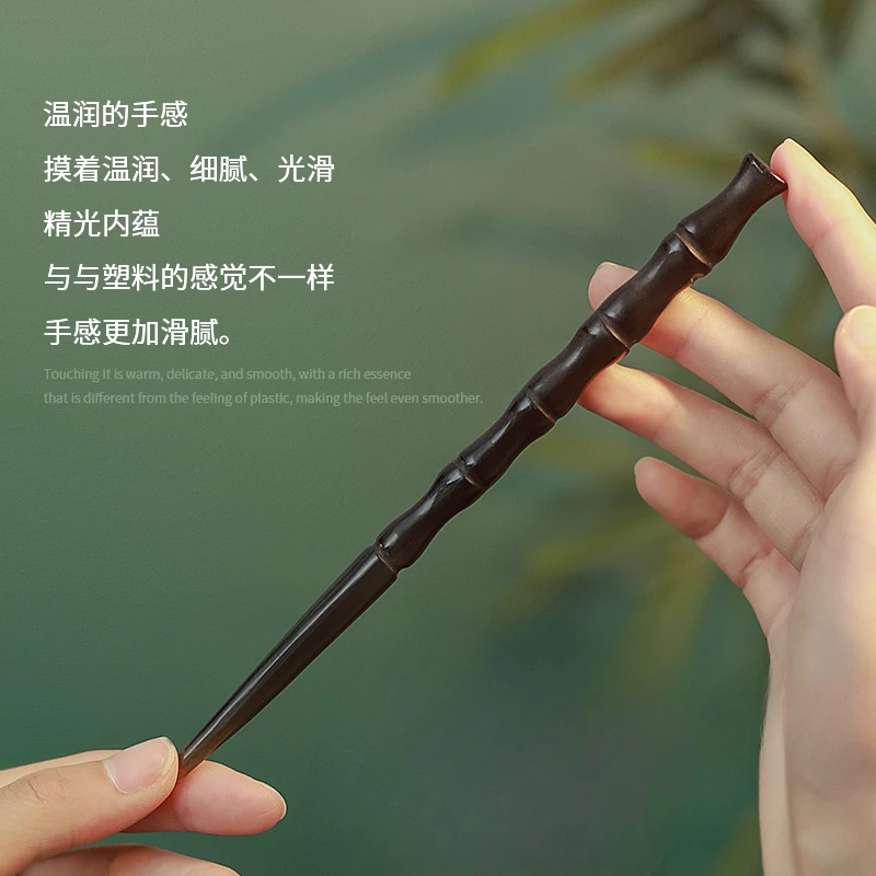 Natural Black Horn Hairpin, New Chinese Hairpin, Women's Ancient Style, High Grade, Handmade, Daily Flat Hair, Simple