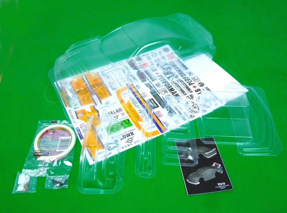 1/10 LBWK S15 Clear PC RC Body Shell 200mm Width with accessories and Stickers for 1:10 RC Drift Touring Car
