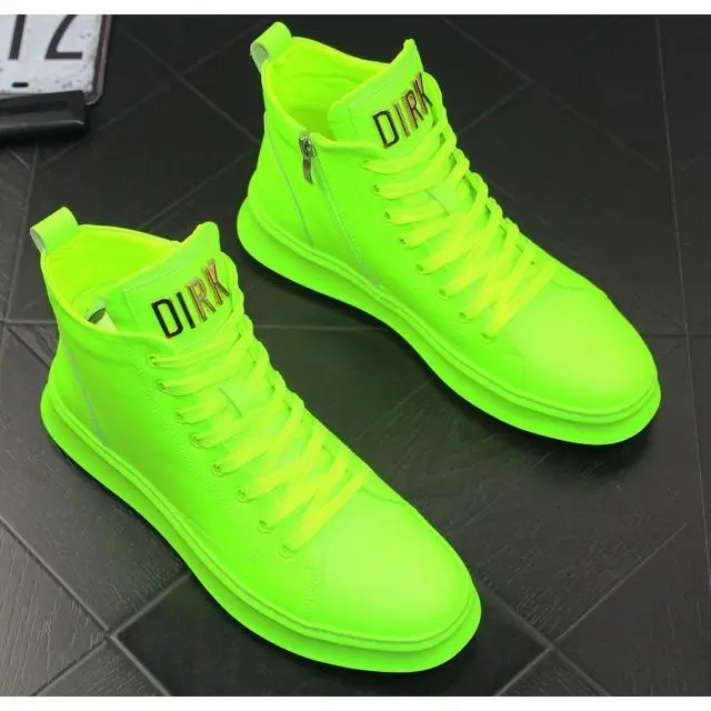 2024 New Men's High-Top Board Versatile Casual Leather Ankle Platform Hight Increasing Youth Boots