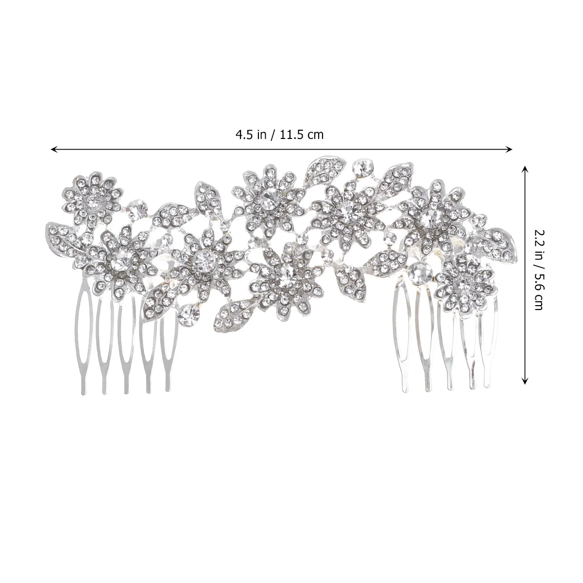 

Silver 11.8X6Cm Rhinestone Flower Comb Bridal Wedding Party Women Hair Clip Elegant Decorative Bridal Hair Comb Pin