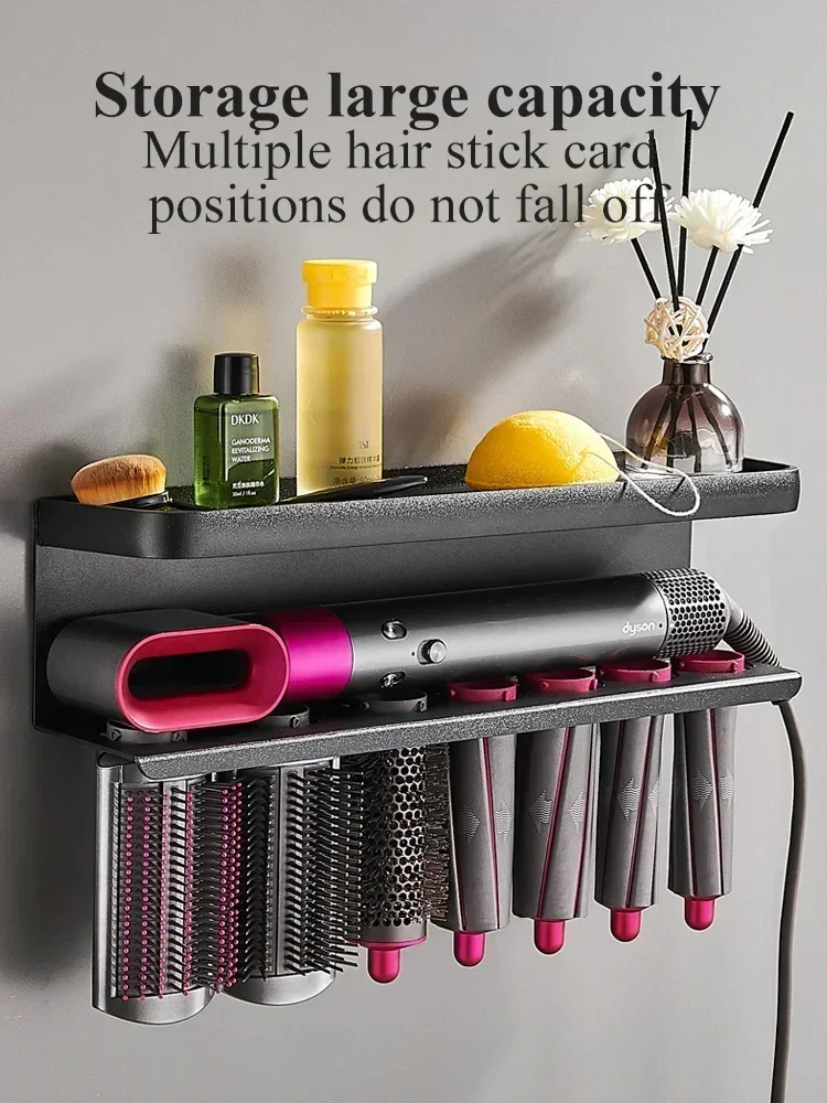 Airwrap Storage Holder Compatible with Dyson Wall Mount Storage Rack Organizer No-punching Metal Rack Bathroom Organizer
