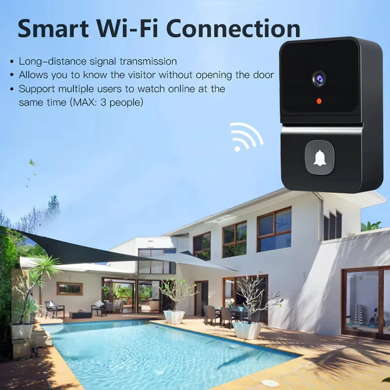 Timbre inalámbrico con cámara de seguridad para el hogar, sistema de intercomunicación inteligente con vídeo, visión nocturna, WiFi, audio, 2,4 GHZ, Z30