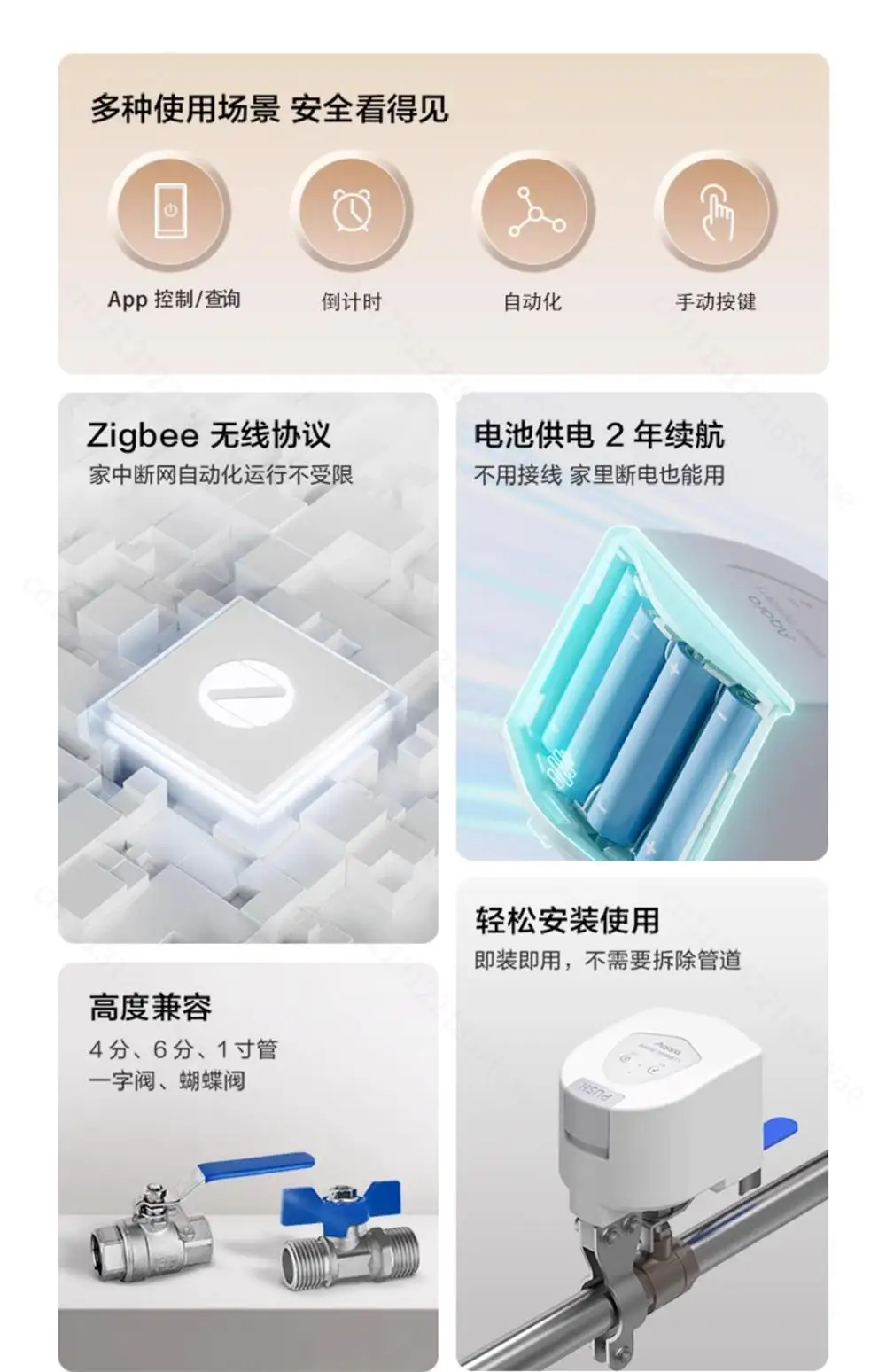 For Aqara Green Rice T1 Smart Valve Controller App & HomeKit Compatible Intelligent Valve Switch for Home Automation