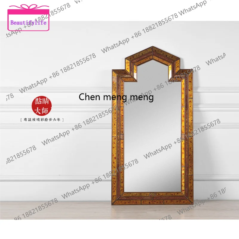 YL Retro gold mix and match painted living room porch cabinet hanging mirror glass mirror dressing makeup mirror