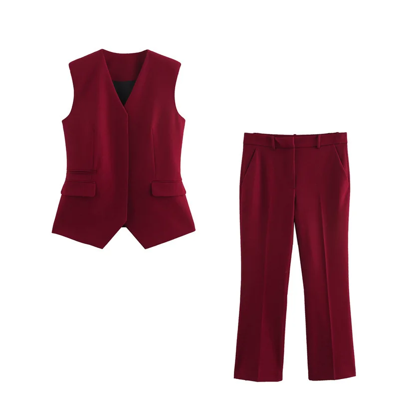 

Женский приталенный пиджак и расклешенные брюки, модный комплект из двух предметов