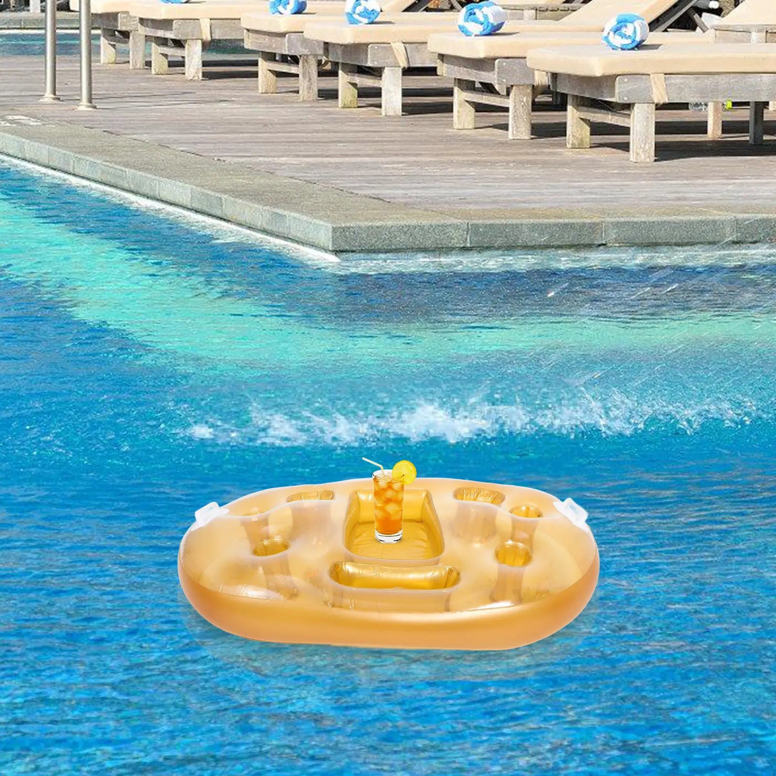 1 Stück aufblasbarer Getränkehalter, schwimmender Pool-Getränkeuntersetzer, wiederverwendbarer Getränkehalter für Schwimmbad, Whirlpool, Party, Wasserspiel
