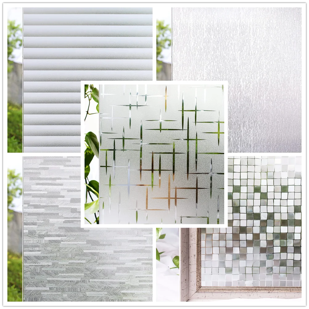 

Window Privacy Film Decor Opaque Non-Adhesive Frosted Window Sticker Stained Cling Glass Film Removable for Bathroom Shower Door