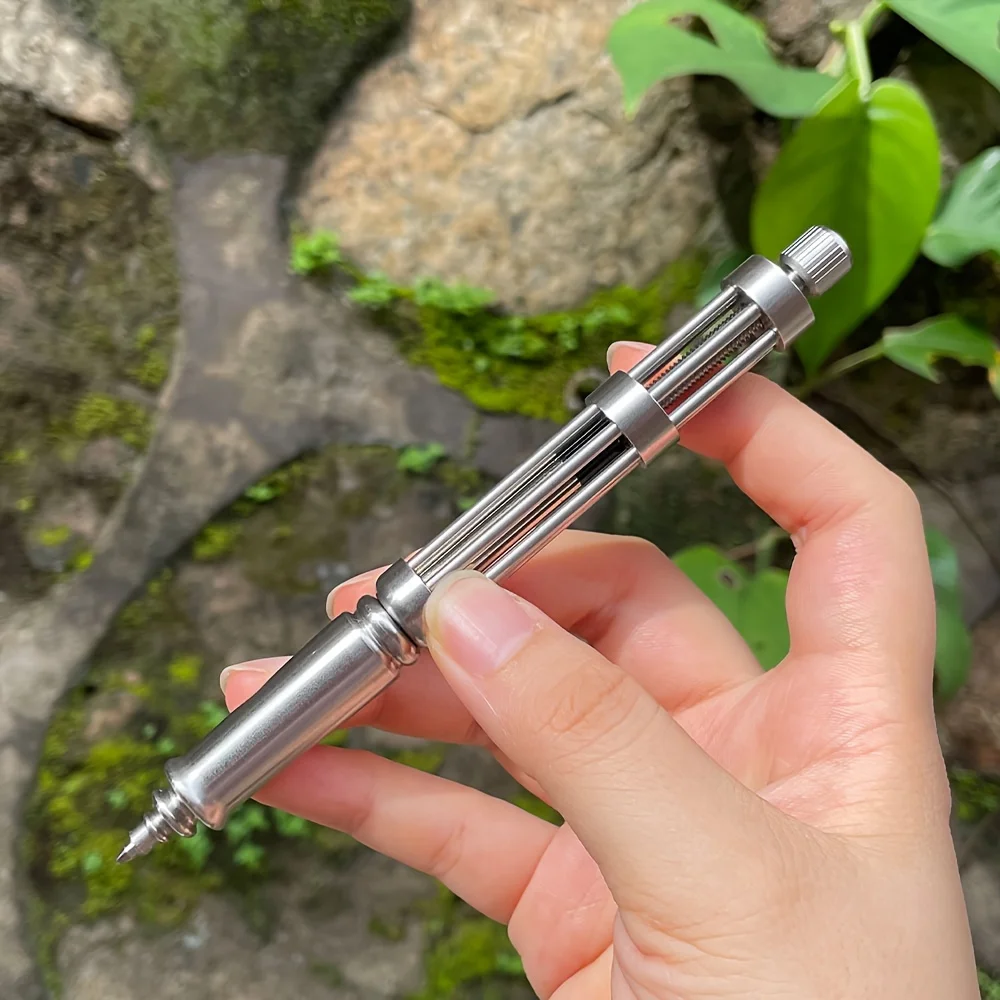 Gatling-Inspired Multi-Functional Ballpoint Pen Stainless Steel Twist Closure Medium Point Ideal For Outdoor Writing Office