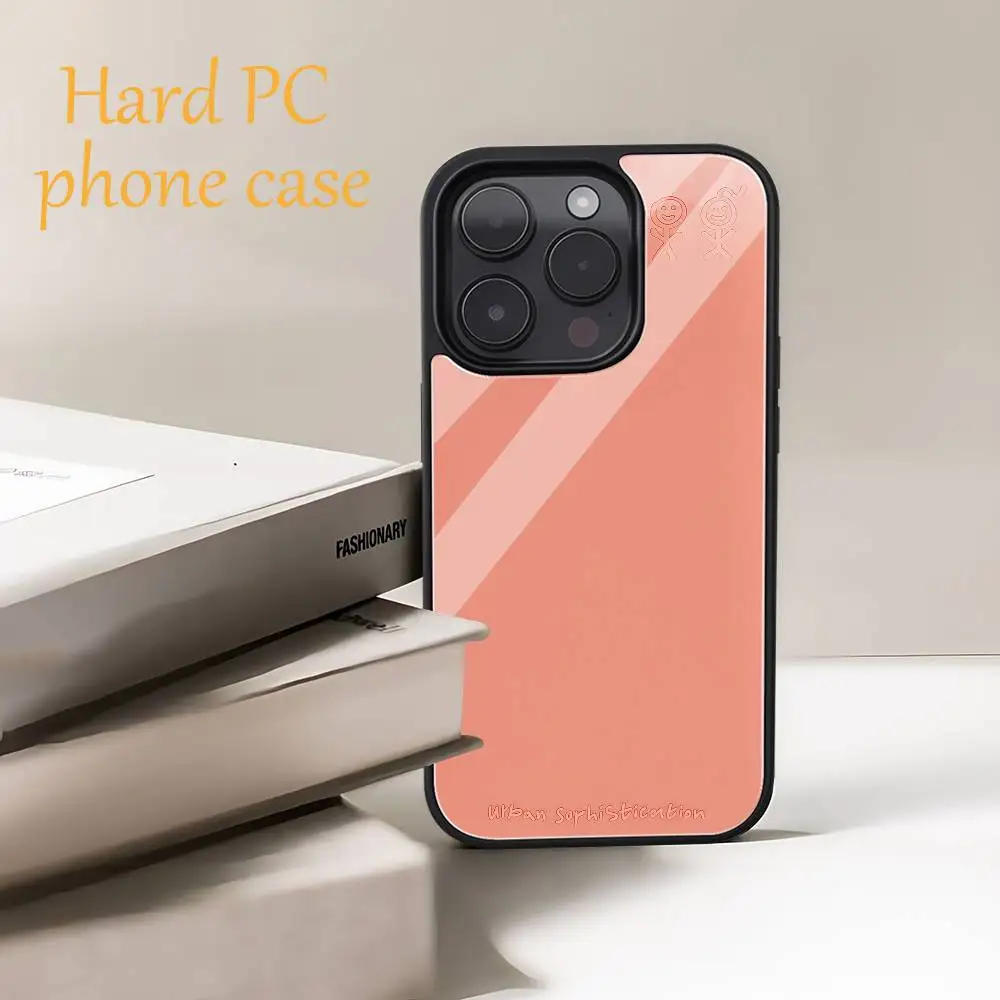 Funda de teléfono color melocotón carameliz, funda de teléfono Ins a la moda para IPhone 16, 15, 14, 13, 12, 11 Pro Max, funda dura HD brillante para PC