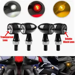 Motorcycle LED Turn Signal Bullet Light Mini Moto Turn Signal LED Amber Front Rear White 3 Wire Day Running Light Red Brake Lamp