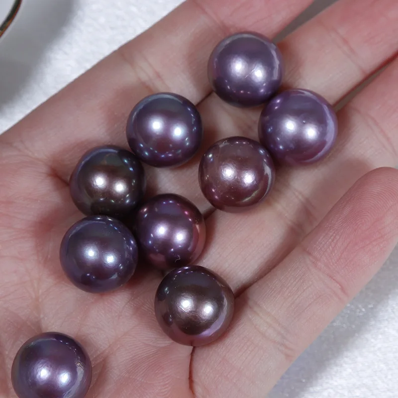 

13-14mm Edison Purple natural freshwater Pearl Round bead slightly concealer loose bead diy jewelry