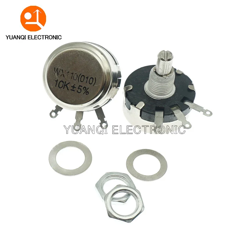 

5pcs WX110 (010) 6mm Round Metal Shaft Single Turn Wire resistor Wound Potentiometer 1K 2.2K 3.3K 4.7K 5.6K 6.8K 10K 22K ohm