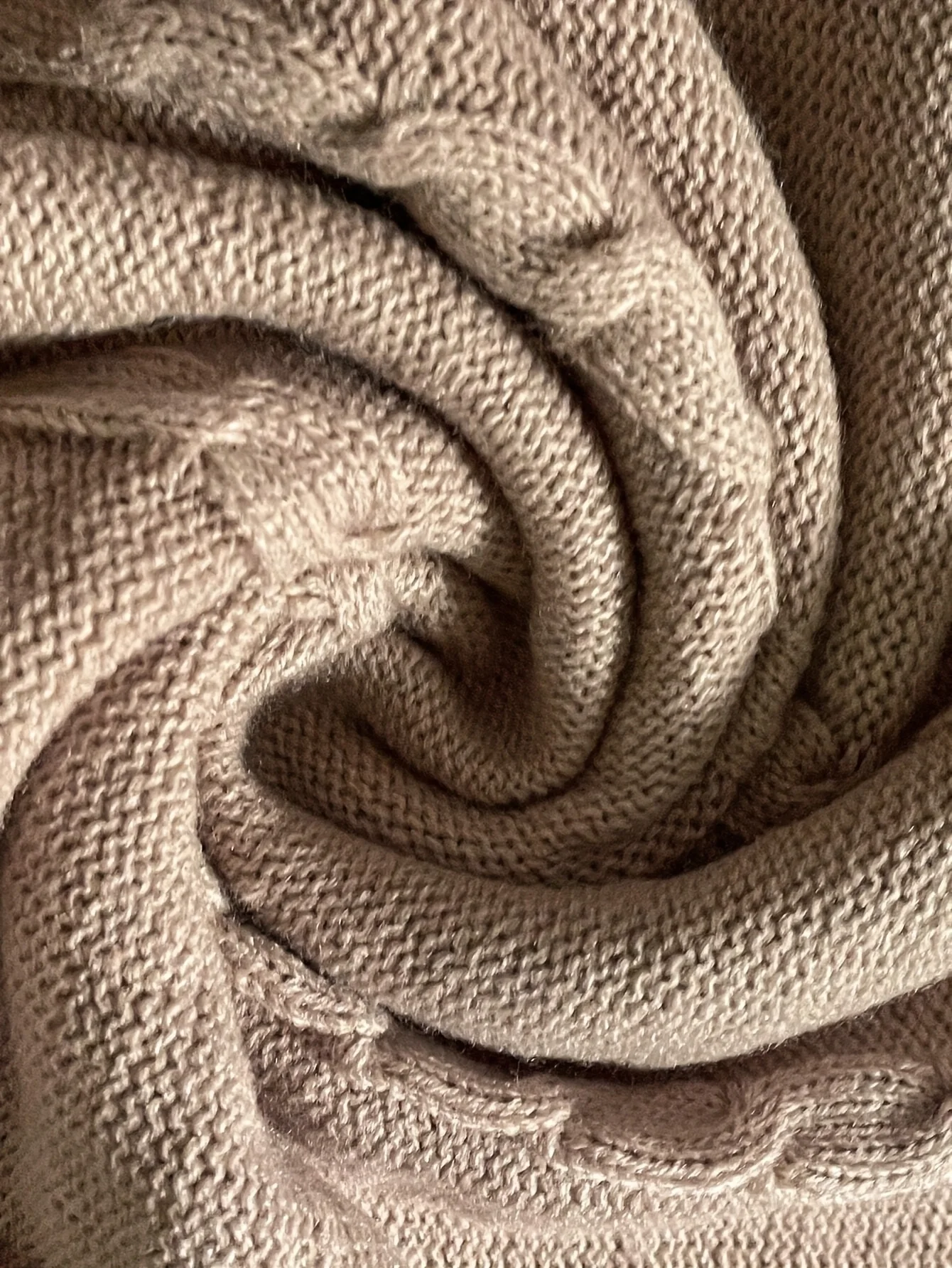 Damen Strickkleid in Übergröße, lockerer, lässiger Schnitt, Herbst/Winter, Vintage-Zopfmuster, langärmeliges Midikleid, Aprikose – Detail 3