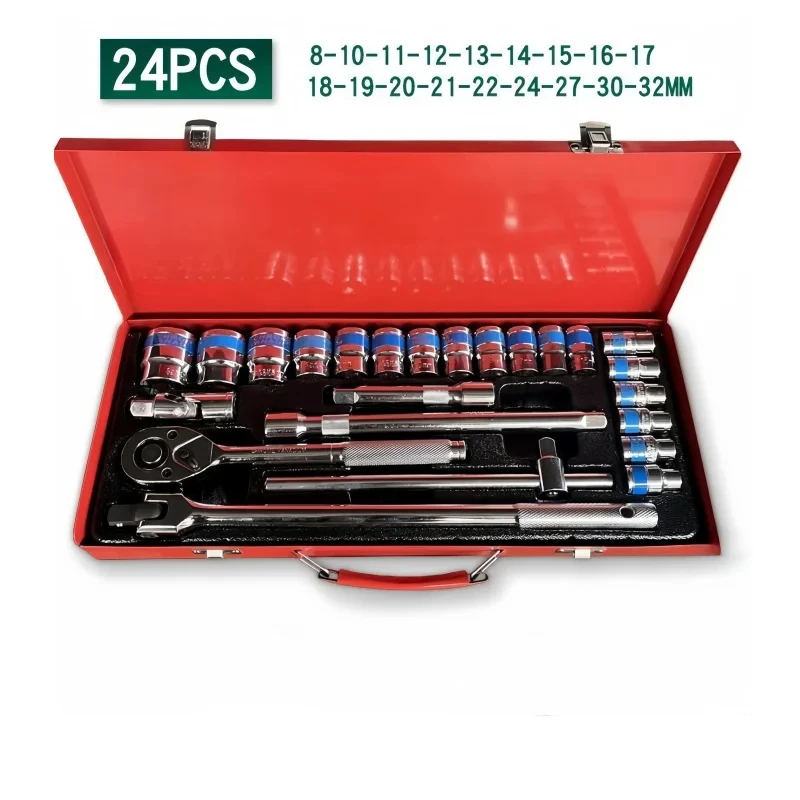 مجموعة مقابس الشريط الأزرق DGEV - طقم إصلاح تلقائي مكون من 24 قطعة مع أدوات تمديد مفتاح الربط السريع #4