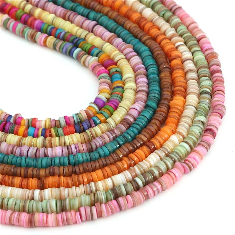 6mm Dyed Shell Heishi Beads Disc Spacer Flat Round Washer Loose Beads for Jewelry Making Bracelet Necklace DIY Craft Supplies