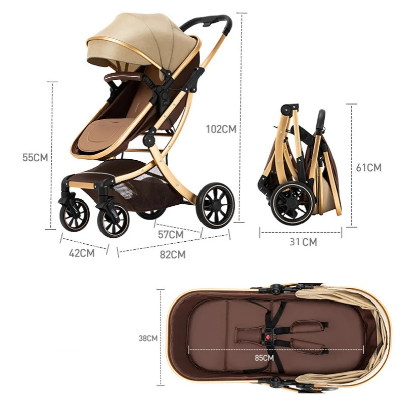 Baby stroller can sit and lie down portable folding high landscape shock absorbent two-way newborn baby stroller images - 6