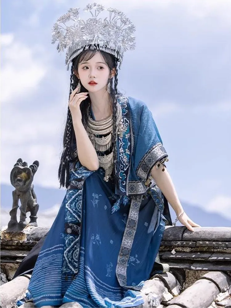 New style of Hanfu ethnic foreign set, heavy Industry front-opening jacket, costume