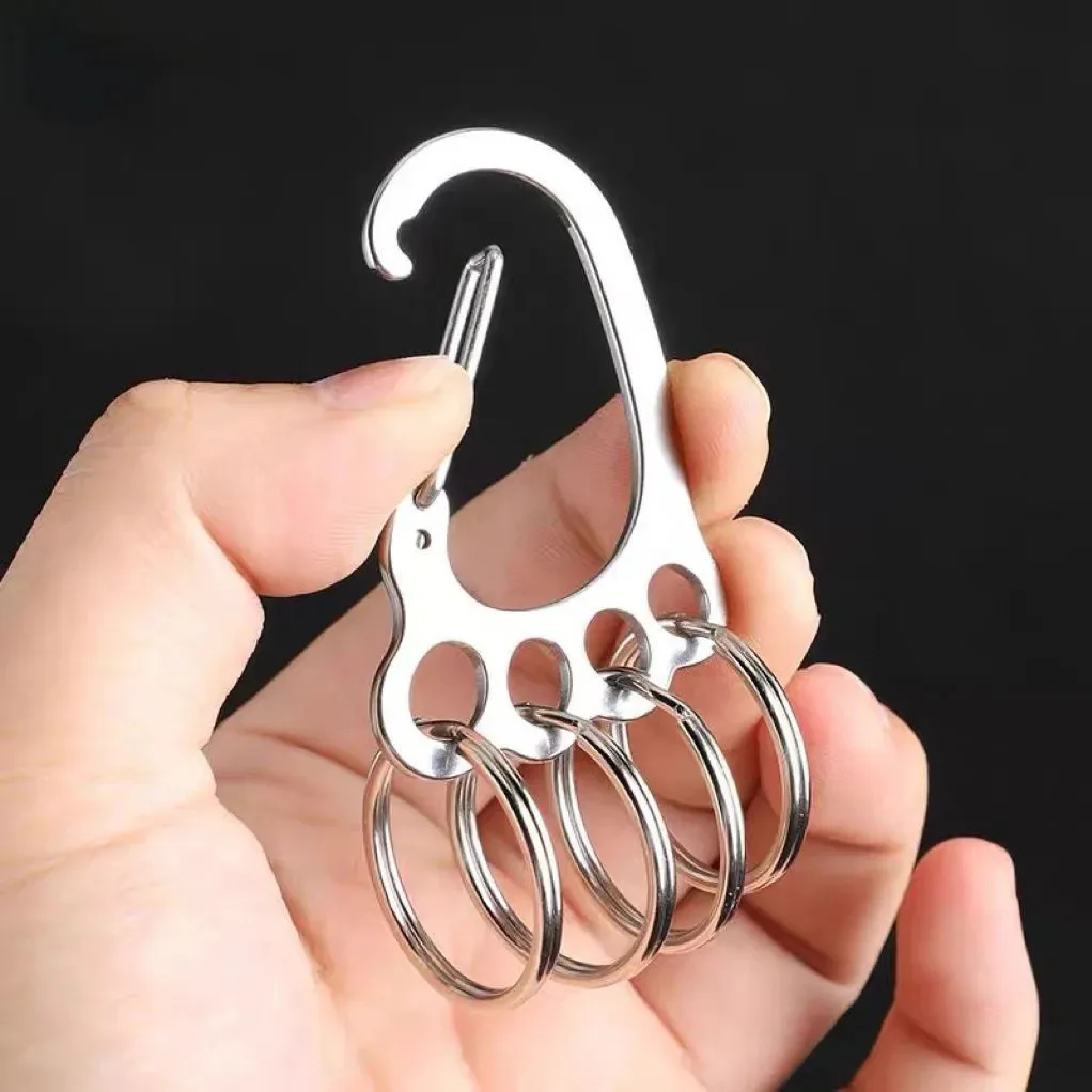 Stainless Steel Baby Foot Keychain for Women Metal Multi Ring Key Holder Waist Clip for Car Portable Multiple Keychain Organizer