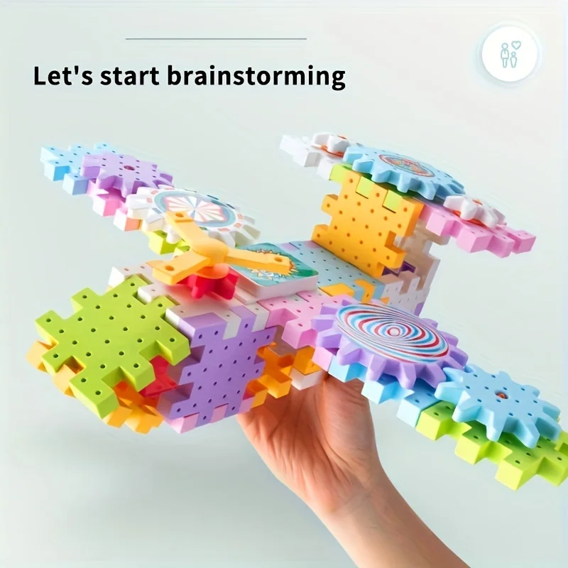 Kinder Elektrische Getriebe Gebäude Spielzeug Set Motorisierte Spinning Getriebe Set Getriebe Schiene Auto Große Bausteine STEM Bau Spielzeug Set