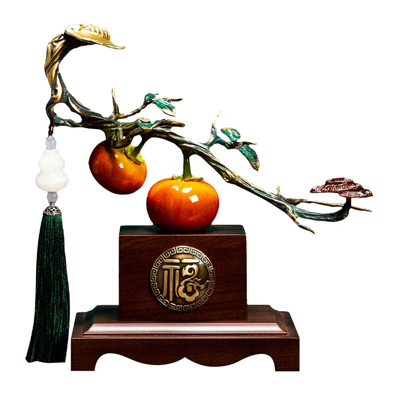 Persimmon Ruyi copper pieces New Chinese style everything  persimmon ornaments Living room lucky office leaders High-end