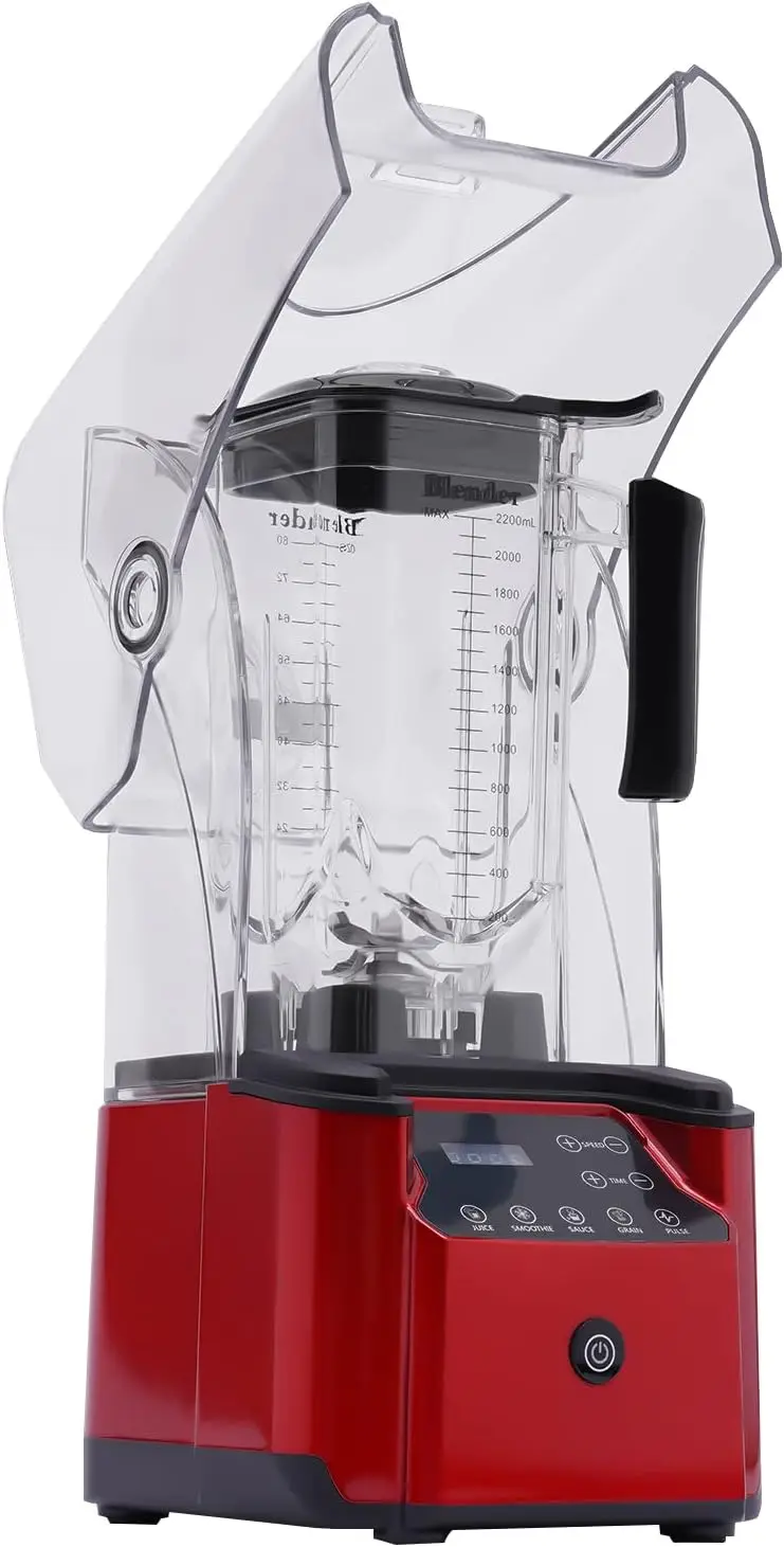 خلاط كونترتوب احترافي سعة 2.2 لتر، خلاط غطاء عازل للصوت بقدرة 2200 وات مع شاشة لمس ذكية للمطاعم والفنادق والمنازل والمنازل