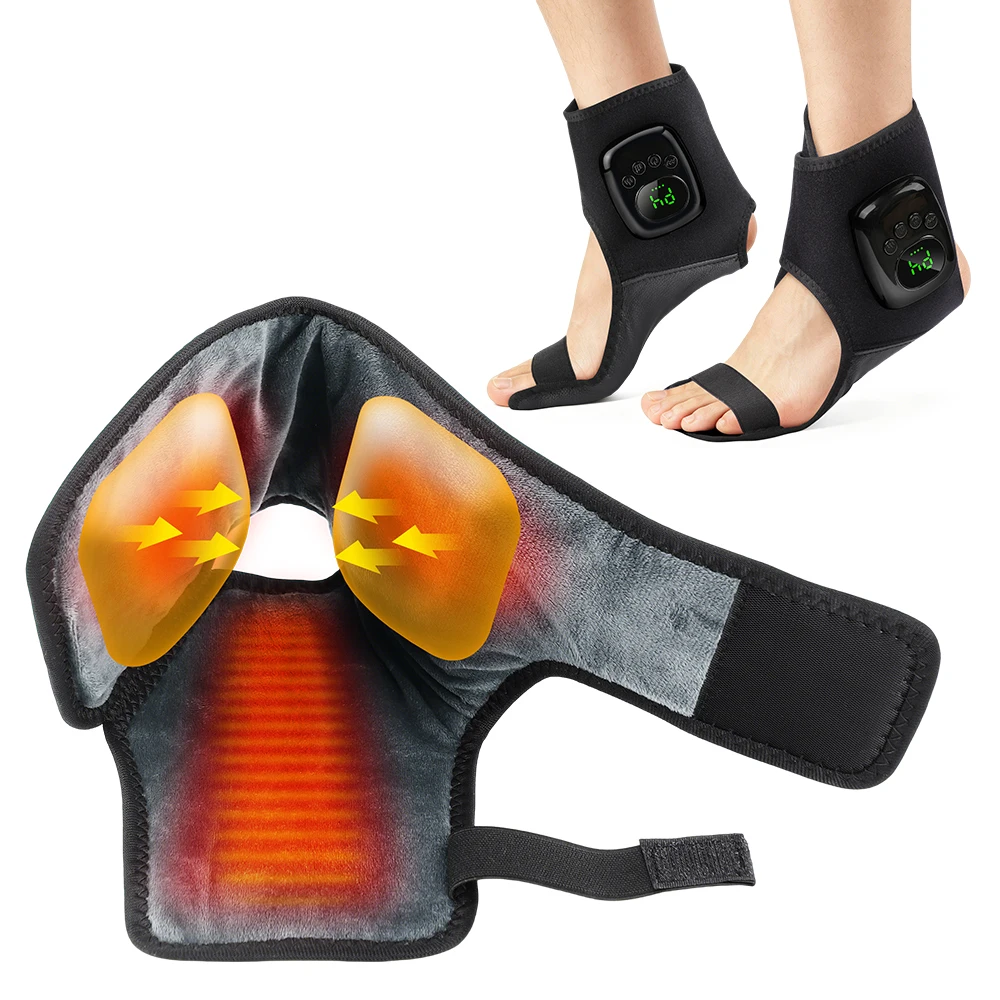 Ankle Brace Support - 空気圧縮足首ソールマッサージャー加熱デュアルエアバッグマッサージラップブレース足関節用電気温熱ケアベルトリラクゼーション