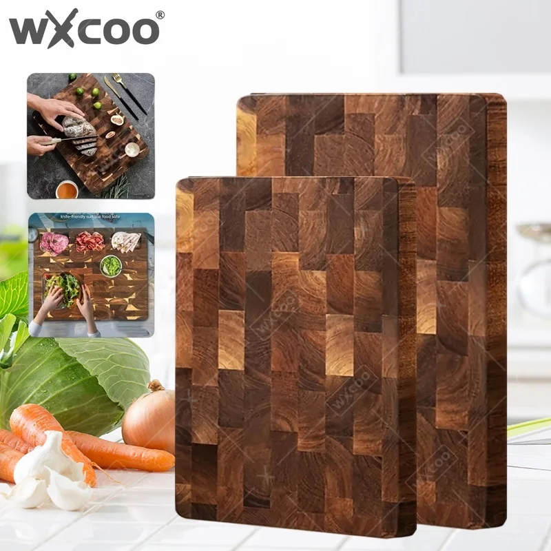 WXCOO Thicken Checkerboard Kitchen Cutting Board Acacia Wood Splicing Solid Wood Chopping Board Kitchen Accessories