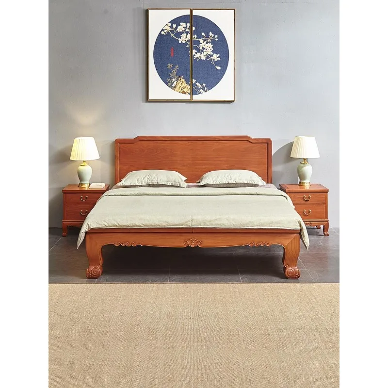 

Mahogany Ming-style extremely simple fragrant flower pear wood four-legged bed Lubanzhi 1.5