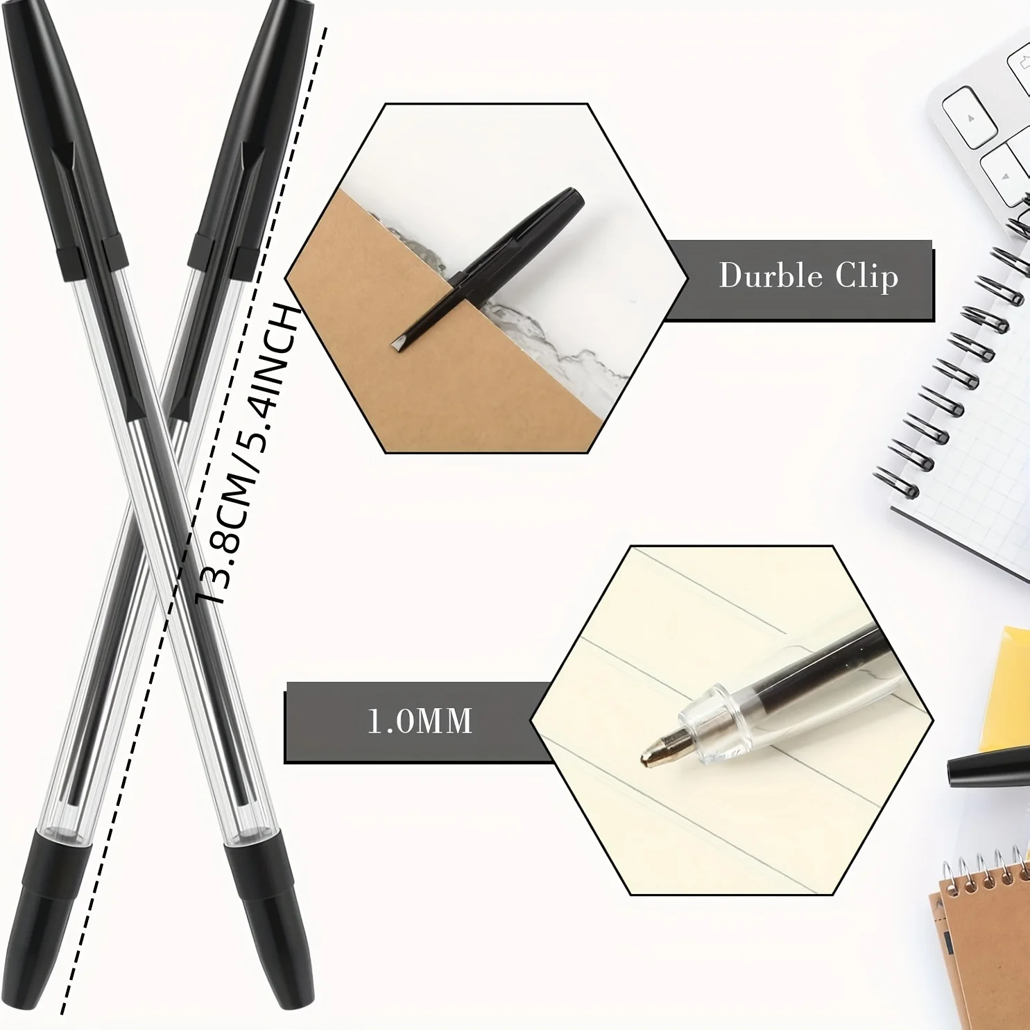 200pcs Ballpoint Pens Bulk Black Ink, 1.0mm Medium Point, Bullet Tip Smooth Writing Pens for Office, Business, School Supplies