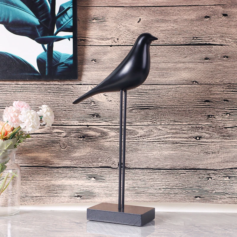 Nordic-Style Bird Sculpture Resin Figurine Bedroom, Living Room, Study, Entryway, Console Table Decorative Ornament - Image 2