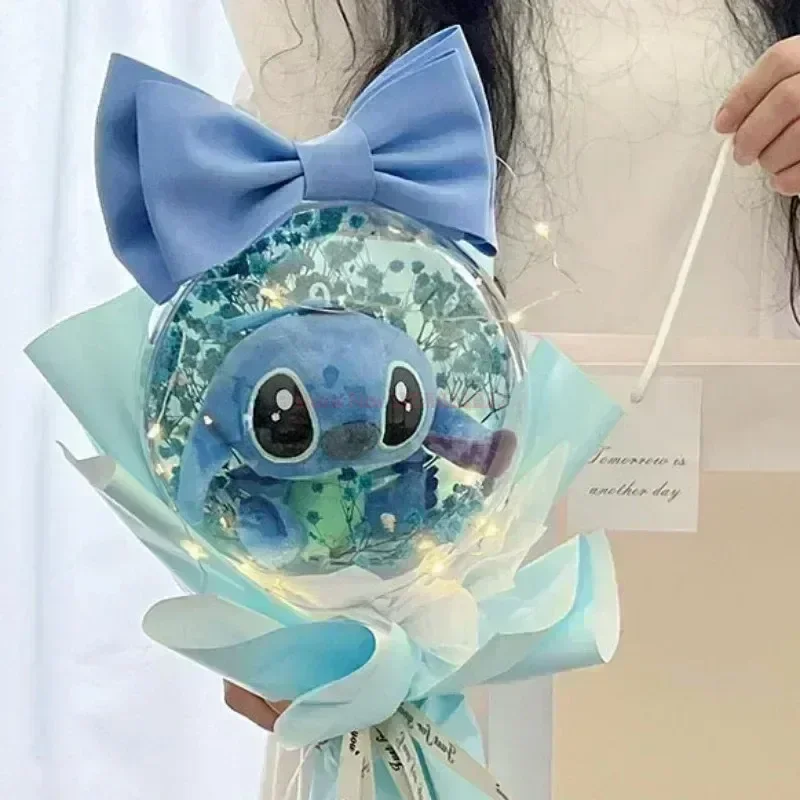 2024 Disney Kawaii Anime Stitch Pluszowy bukiet kwiatów Lalka Pudełko na prezent urodzinowy Dziewczyna Walentynki Kreatywna dziewczyna Prezenty