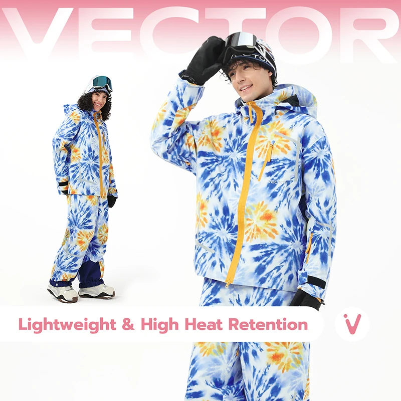 VECTOR Ski Jacket Ski Pants Men Women 3L P Cotton Winter Warm Windproof Waterproof Outdoor Sports Snowboard Ski Coat Trousers
