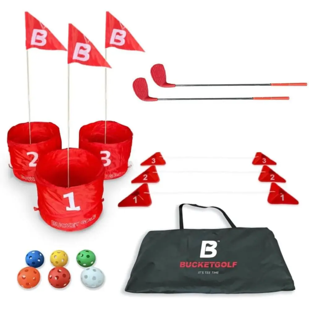 

Набор для игры в гольф на открытом воздухе с 3 отверстиями — идеальный вариант для взрослых, подходит для двора, пляжа, парка и кемпинга.