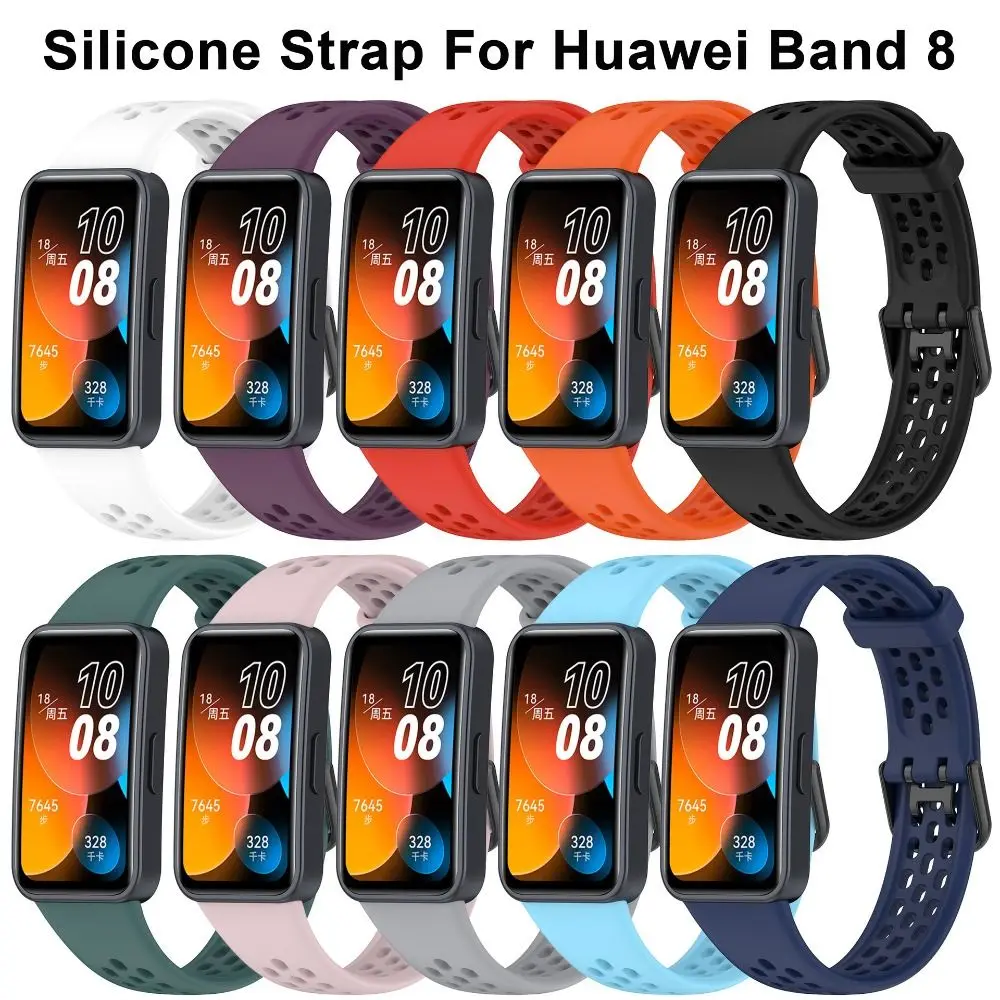 Nueva correa de silicona para reloj inteligente transpirable, accesorios de pulsera, correa de repuesto para Huawei Band 8