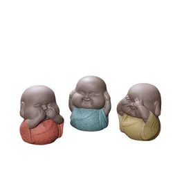 ceramic buddha statues monks furnishing articles Noing seeing no hearing no saying ceramic monks sculpture buda  home decor