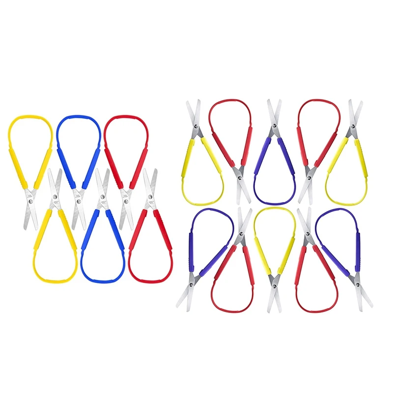 

Loop Scissors Grip Scissor Colorful Self-Opening Adaptive Cutting Scissors For Children,Adults,Home,Office,School