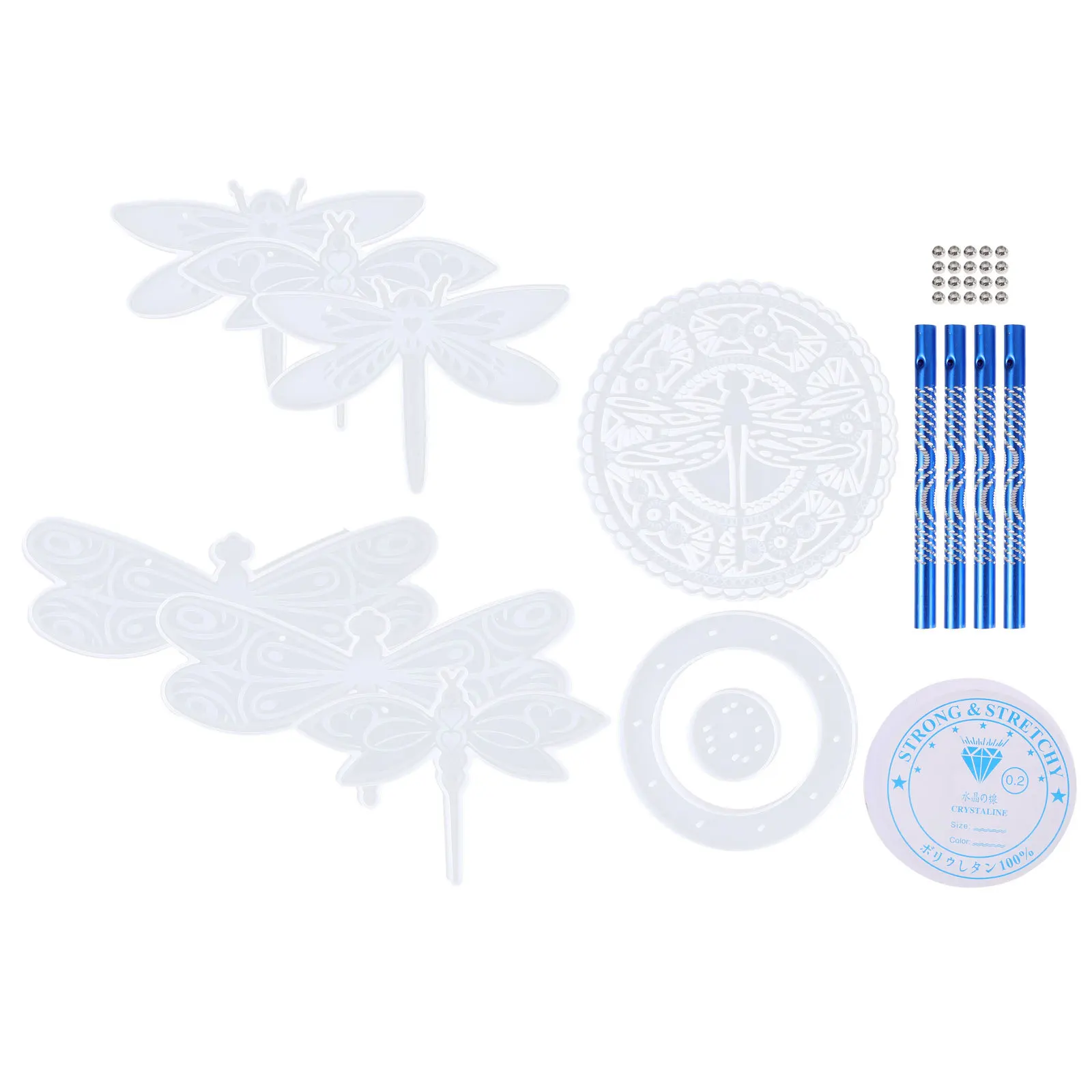1Set Wind Chime Mold Silicone Dragonfly DIY Mold for Epoxy Resin Pendant Hanging Decor Wall Pendant Craft Kits