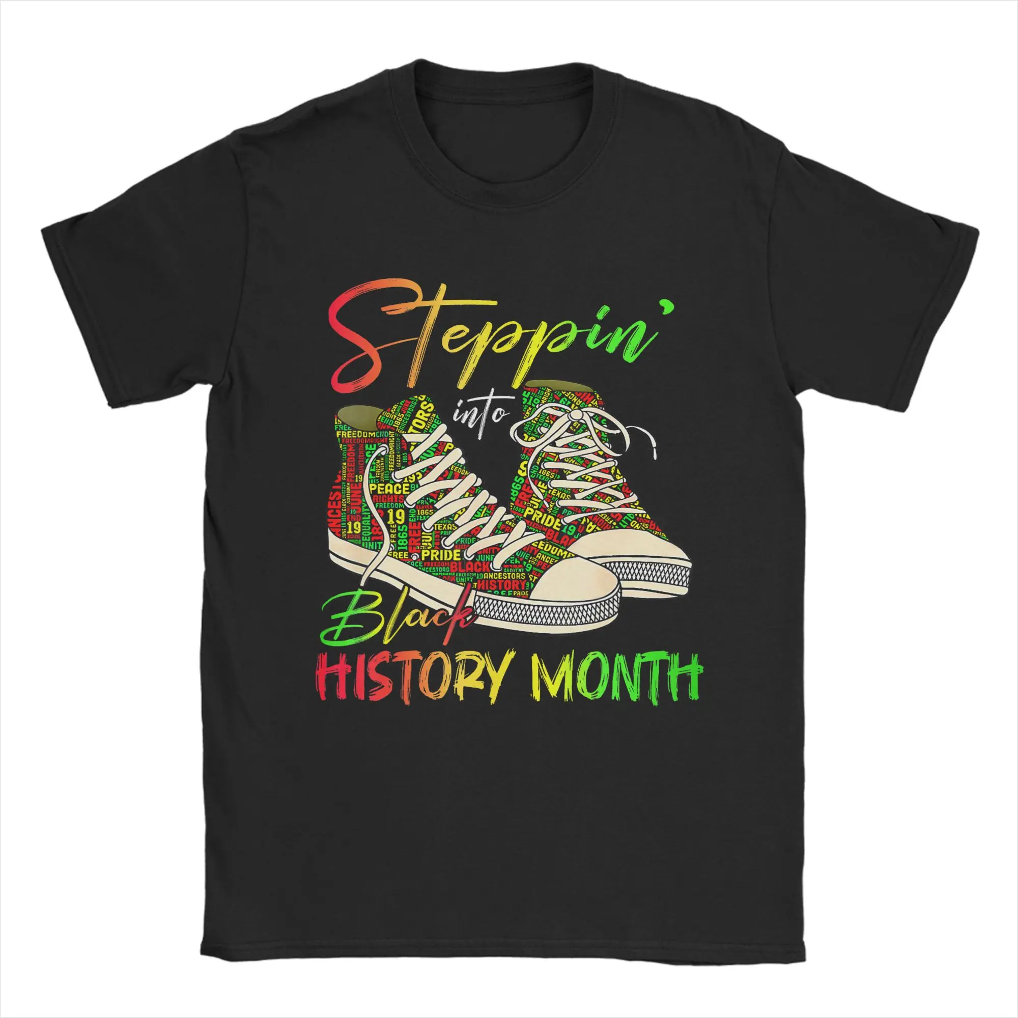 Crazy Stepping Into Black History Month Black Girls Sneakers T-Shirt for Men O Neck Cotton T Shirt Tees Adult Clothing