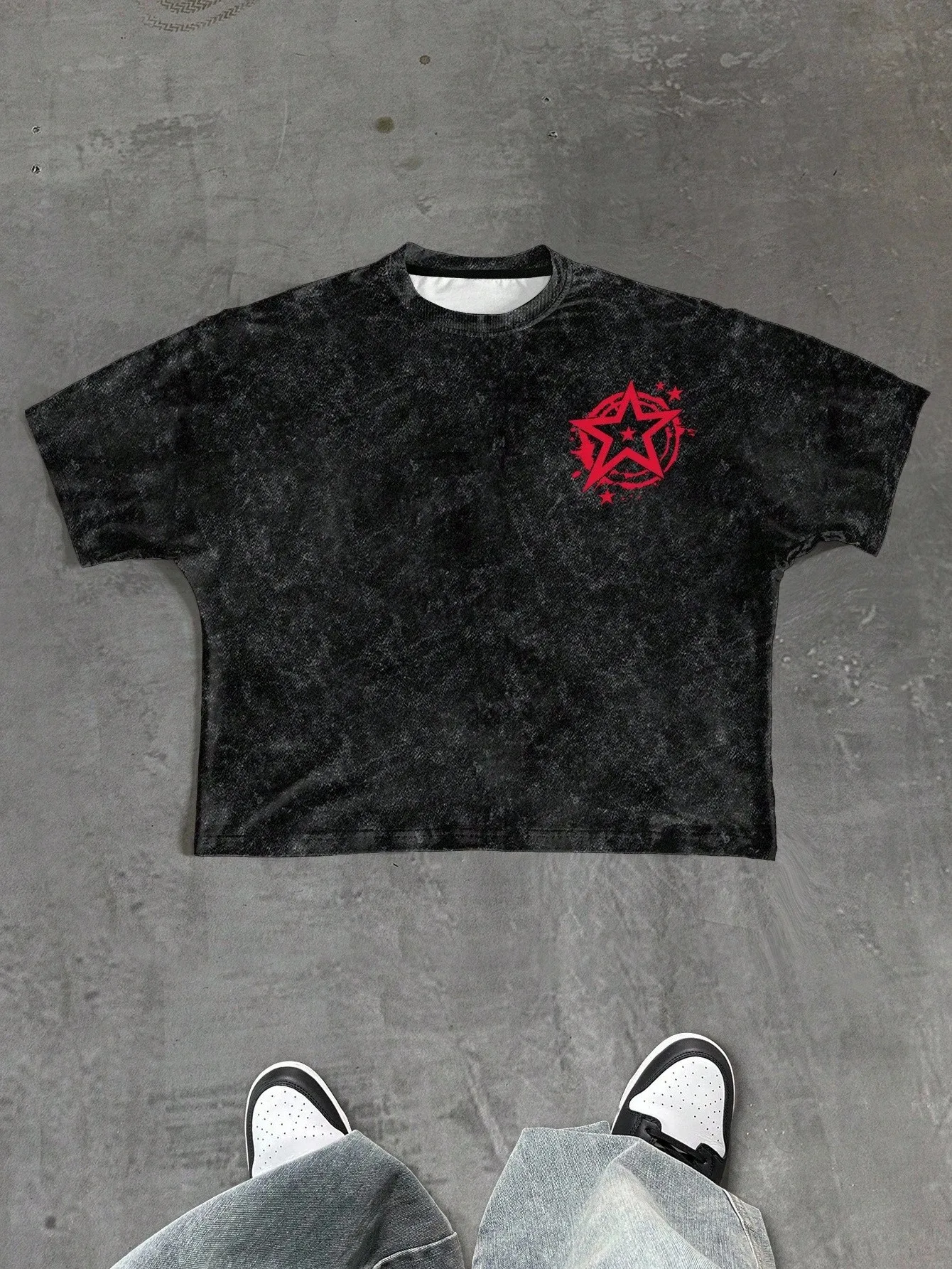 Das Neue Herren-T-Shirt für den Sommer 2025 Verfügt über ein Lässiges, Modisches, Bequemes und Atmungsaktives 3D-Sternmuster-Druckdesign – Detail 6