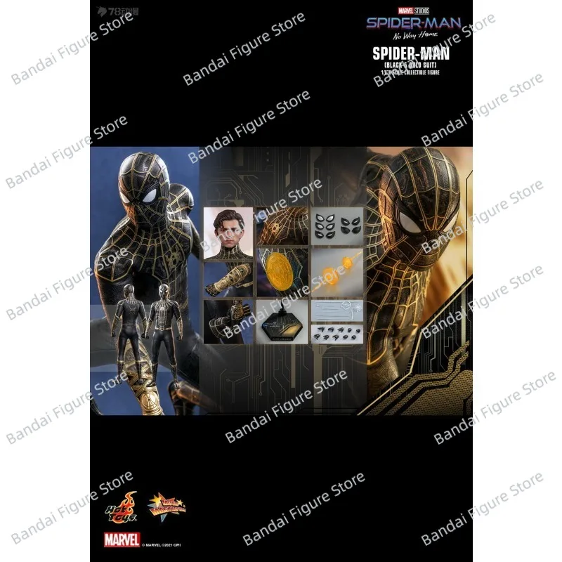 

HOTTOYS HT MMS604 1/6 Spider-Man Black Gold Suit Cloth Marvel Movie No Way Home Peter Man Soldier 12" Full Set Action Figure