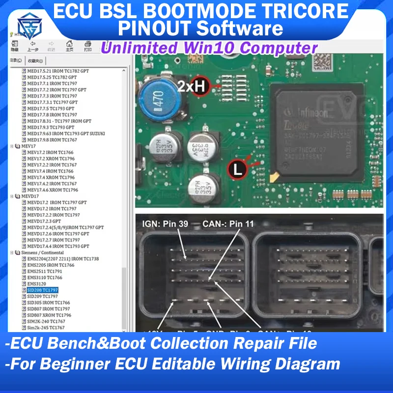 

ECU BSL BOOTMODE TRICORE PINOUT Программное обеспечение ECU Pin Exuts Соединительная направляющая для стенда и загрузки Схема проводки Обложка для начинающих Много ЭБУ