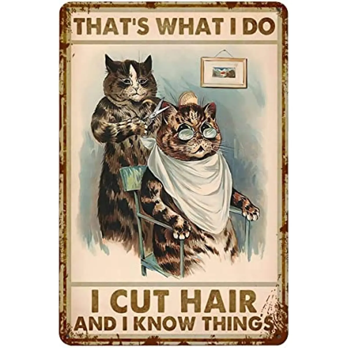 That's What I Do I Cut Hair And I Know Things Beauty Salon Hair Salon Decor Hair Stylist Cat Retro Metal Tin Sign Wall