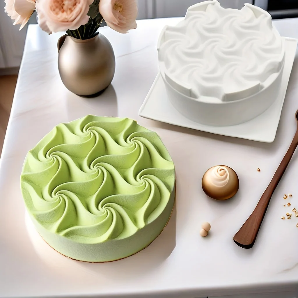 1pc Silicone Cake Mold with Water Ripple Design – Perfect for Mousse, Chocolate, Cheese, and Ice Cream Baking