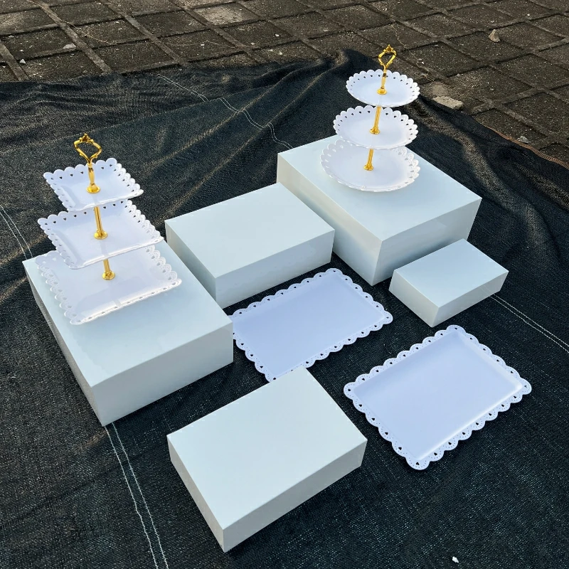 

8PCS Luxury Buffet Rack Food Holder Dessert Table Wedding Cake Display Tray for Birthday Candy Bar Tea Party Wedding Prop