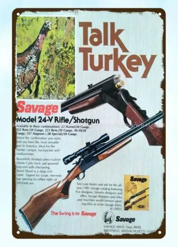 wall posters 1981 Savage turkey hunting Rifle Shotgun firearm Gun metal tin sign