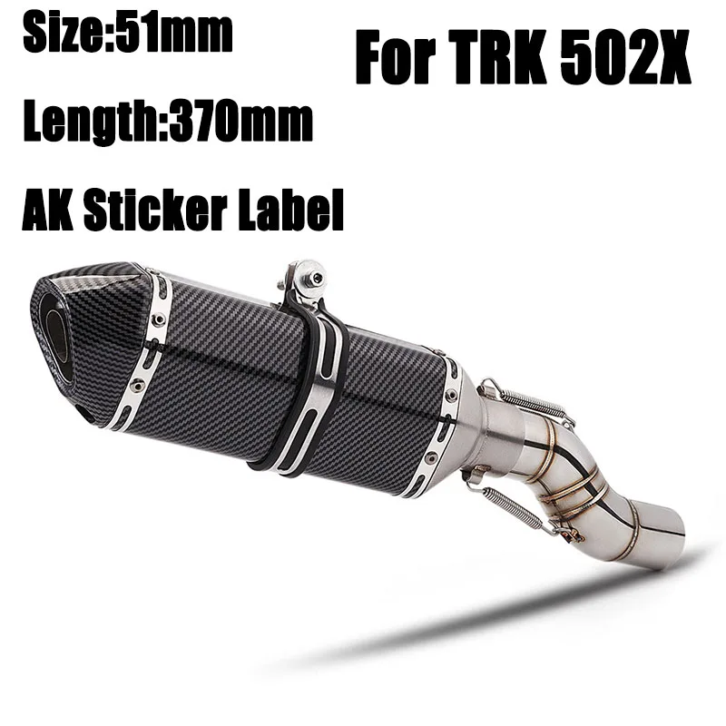 AK Motorcycle Exhaust For Benelli TRK502X 502X TRK 2019 2020 2021 Full Systems Moto Mid Link Pipe