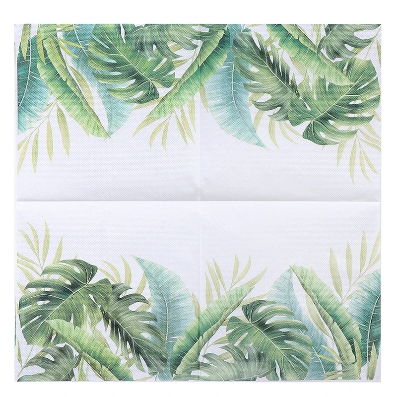 New Colorful Napkins Green Plant Printed Paper Towels Afternoon Tea Pure Wood Pulp Paper Towels 2-ply Paper Placemat Square 33cm