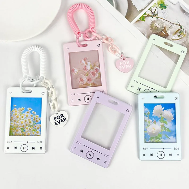 Lovely Girls Cartoon Acrylic Idol Photocard Holder Cute Keychain Pendant Card Cover ID Badge Holder Decorative Bag Pendant Case